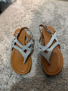 Franco Sarto Silver Crisscross Slingback Sandals